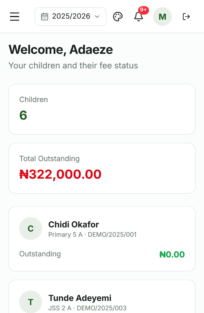 A parent's children and balances